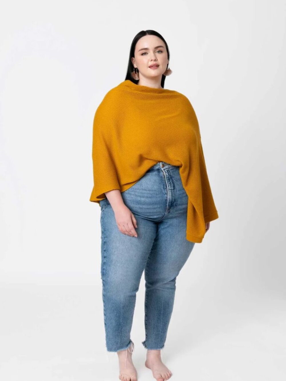 Cocoon+ by AMMA Nursing Cover in Honey Plus Size Poncho Wrap Shawl Mustard